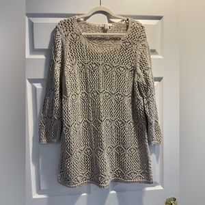 Original Coldwater Creek crocheted long- sleeved tan sweater, size 18/1X